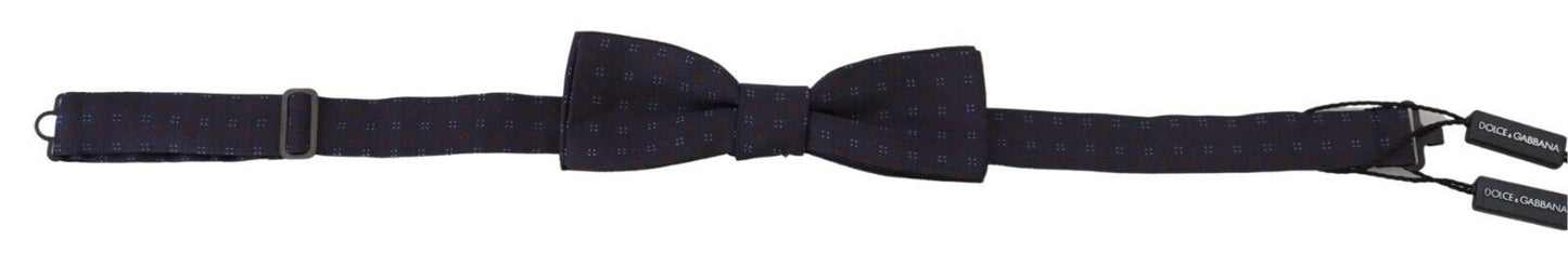 Dolce &amp; Gabbana Blue Pattern Silk Adjustable Neck Papillon Bow Tie