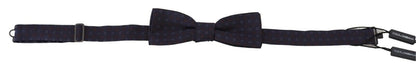Dolce &amp; Gabbana Blue Pattern Silk Adjustable Neck Papillon Bow Tie