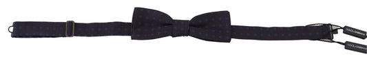 Dolce &amp; Gabbana Blue Pattern Silk Adjustable Neck Papillon Bow Tie