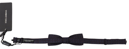 Dolce &amp; Gabbana Blue Pattern Silk Adjustable Neck Papillon Bow Tie