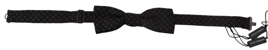 Dolce &amp; Gabbana Black Silk Patterned Necktie Men Accessory Bow Tie
