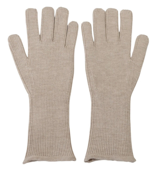 Gants élégants Dolce &amp; Gabbana en mélange de cachemire et de soie ivoire