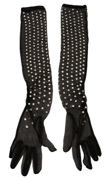 Gants noirs élégants Dolce &amp; Gabbana jusqu'aux coudes