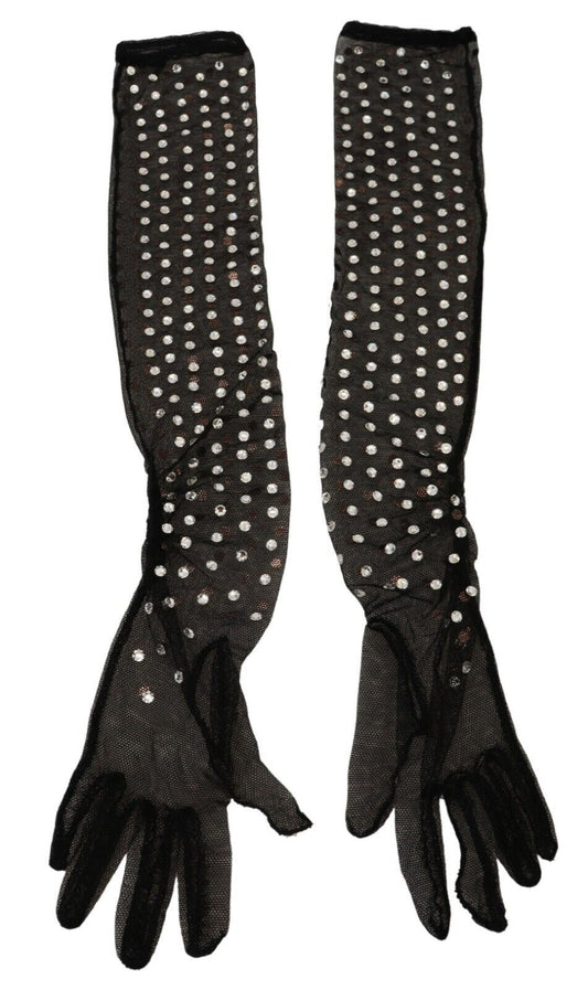 Gants noirs élégants Dolce &amp; Gabbana jusqu'aux coudes