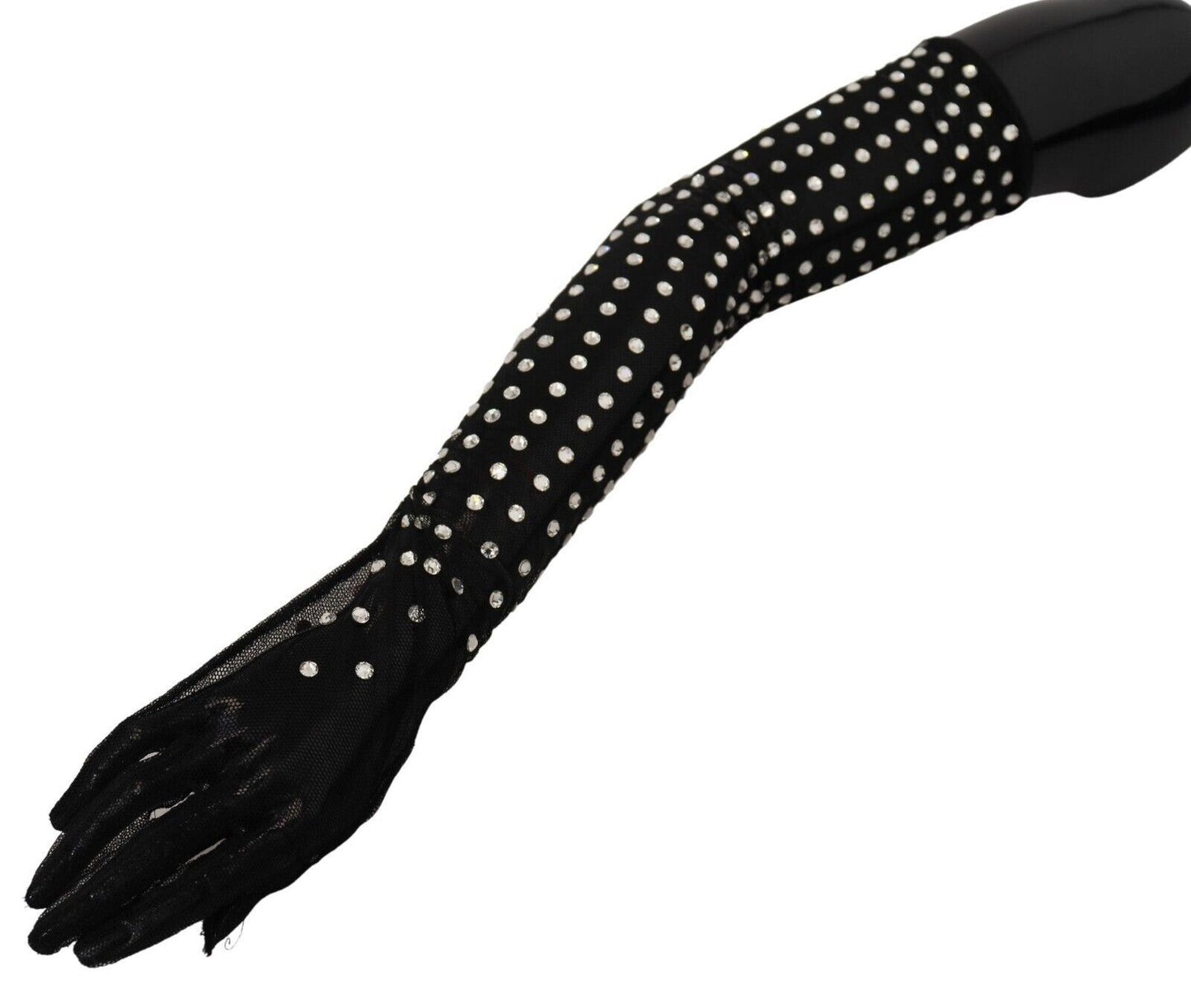 Gants noirs élégants Dolce &amp; Gabbana jusqu'aux coudes