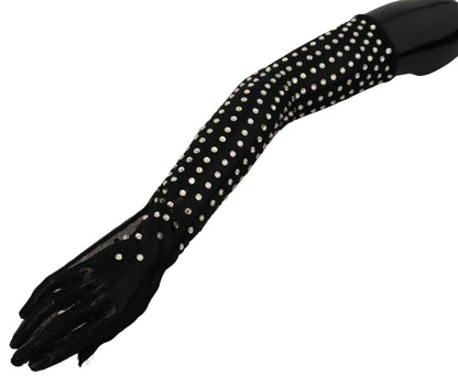 Gants noirs élégants Dolce &amp; Gabbana jusqu'aux coudes