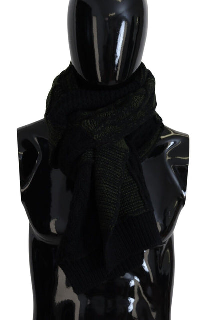 Dolce & Gabbana Black Green Knitted Men Neck Wrap Shawl Scarf by Dolce & Gabbana