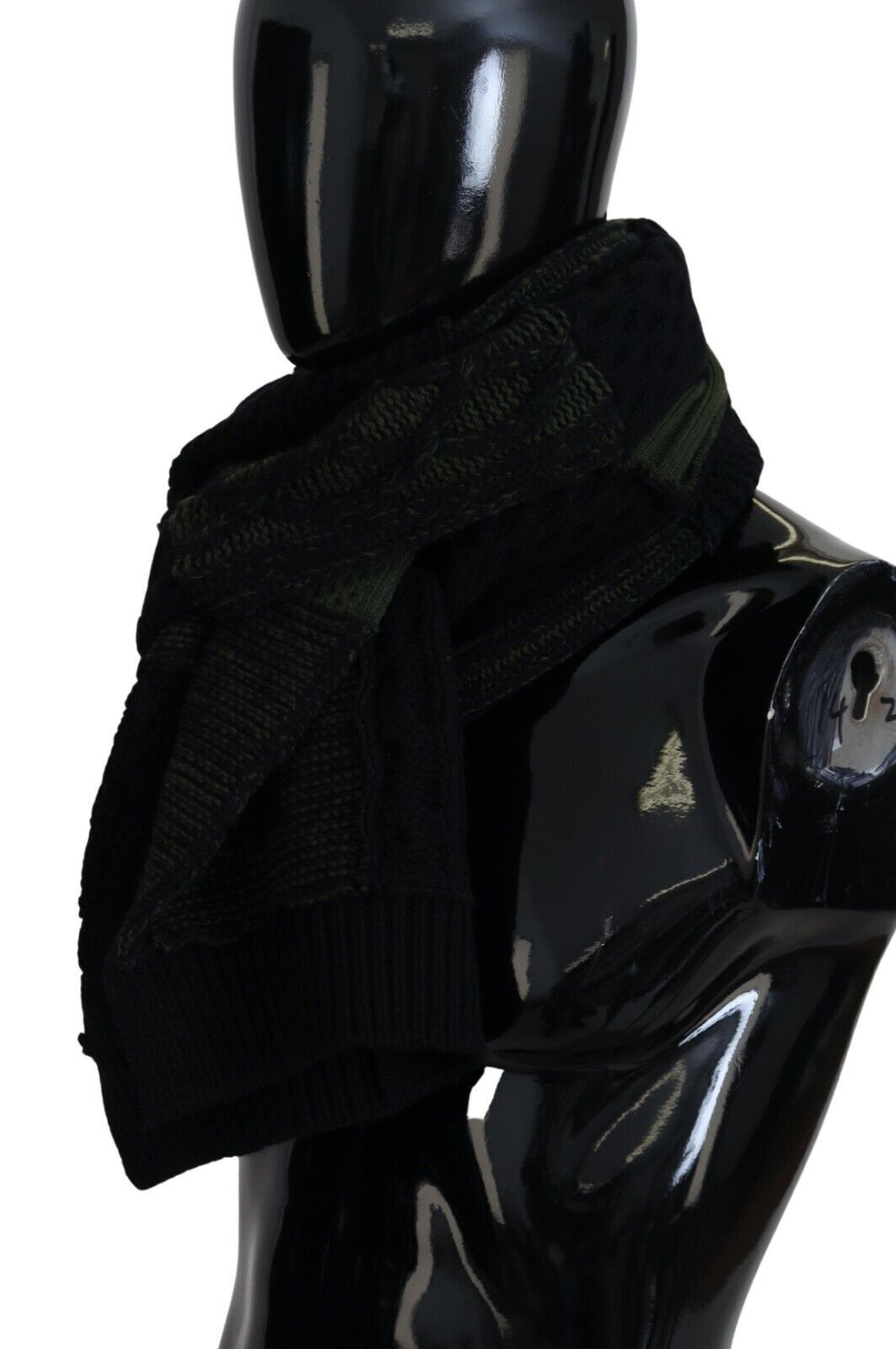 Dolce & Gabbana Black Green Knitted Men Neck Wrap Shawl Scarf by Dolce & Gabbana