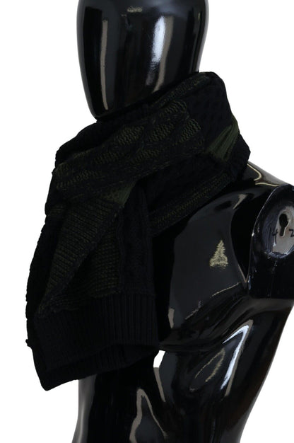 Dolce & Gabbana Black Green Knitted Men Neck Wrap Shawl Scarf by Dolce & Gabbana