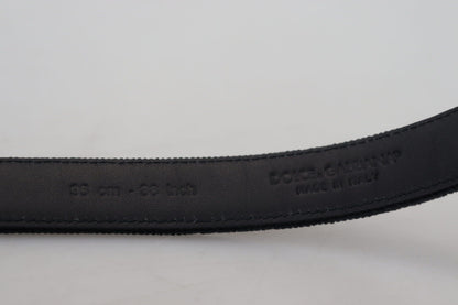 Dolce &amp; Gabbana Black Velvet Leather Antique Metal Buckle 