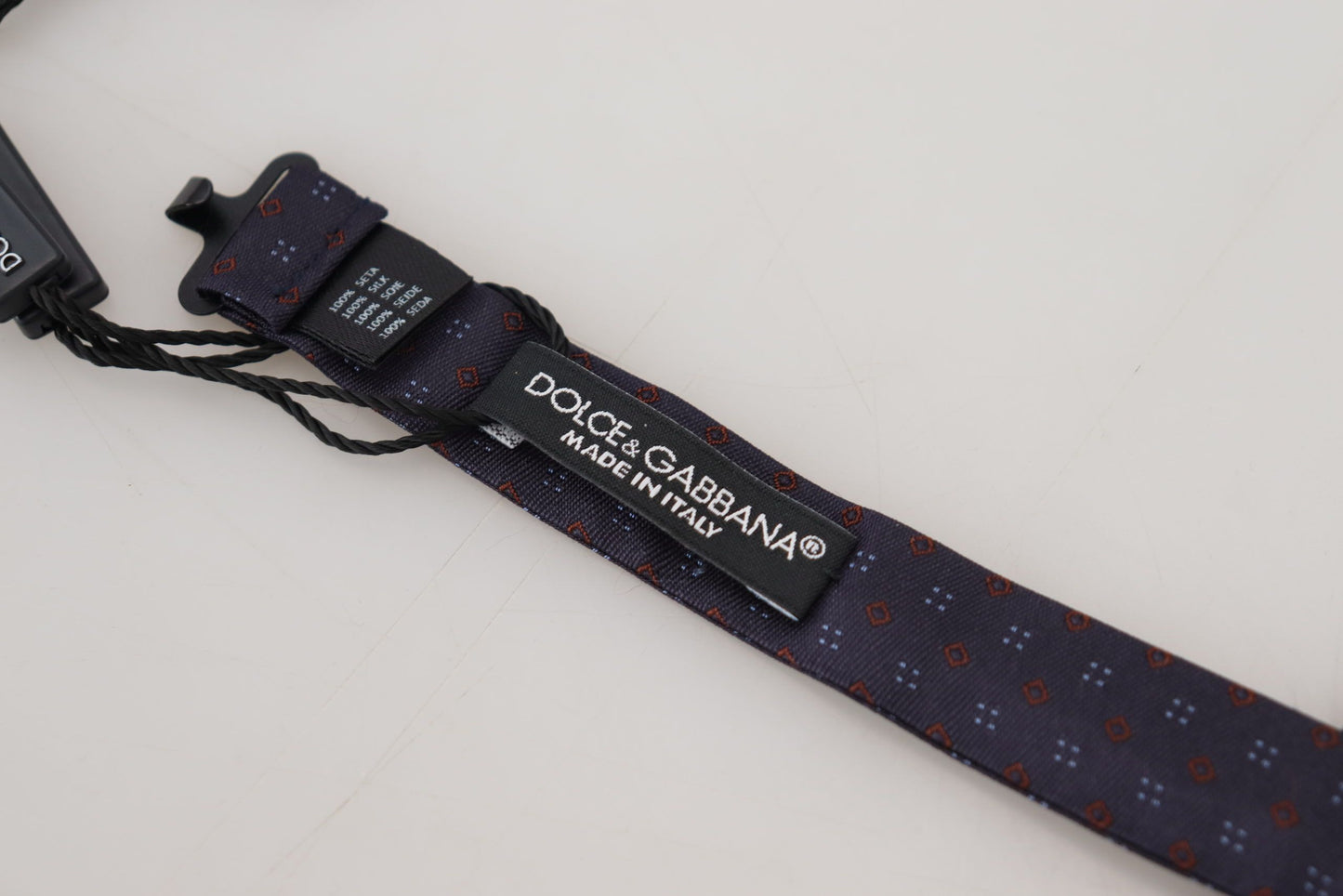 Dolce &amp; Gabbana Blue Pattern Silk Adjustable Neck Papillon Bow Tie
