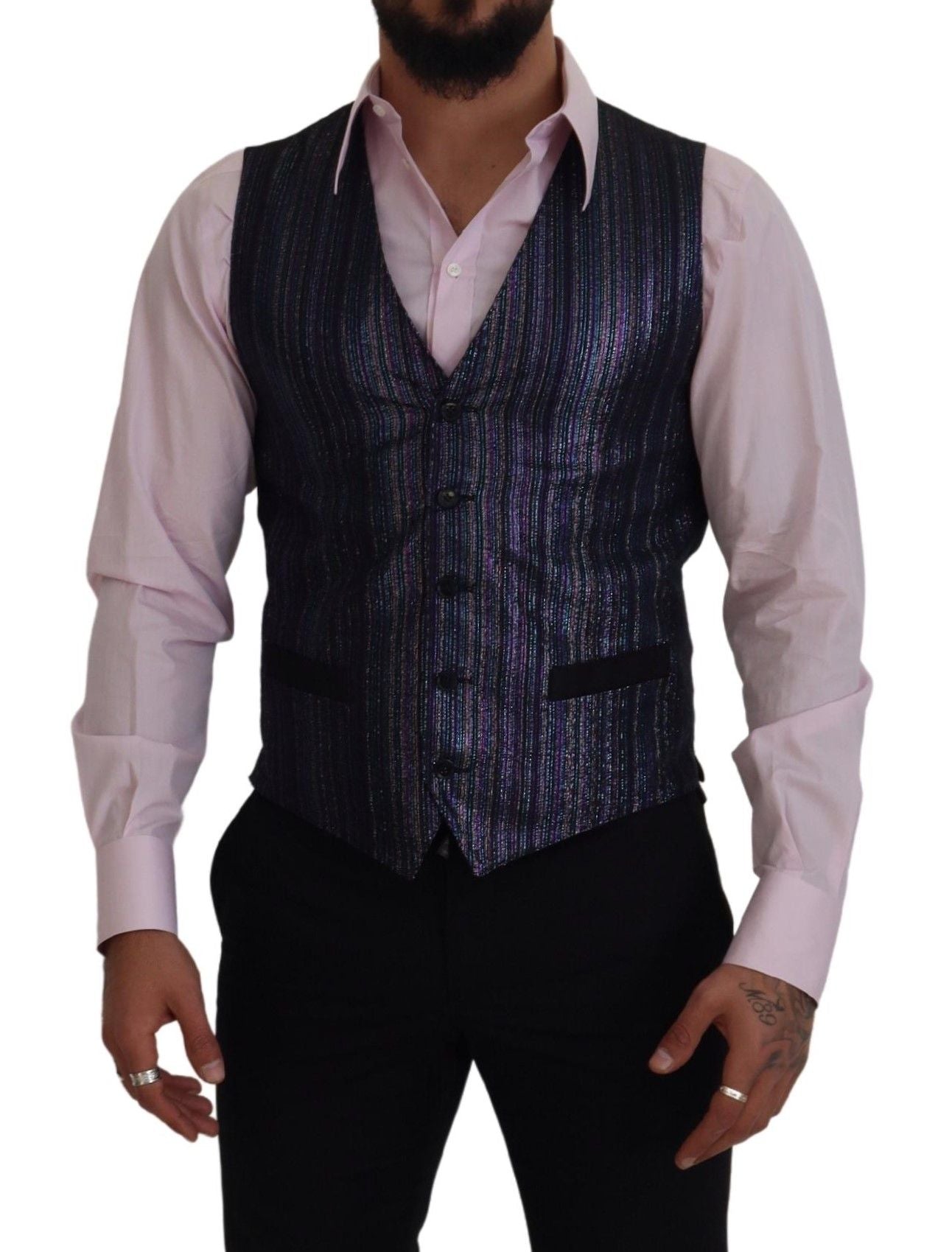 Dolce & Gabbana Multicolor Polyester Waistcoat Dress Formal Vest by Dolce & Gabbana