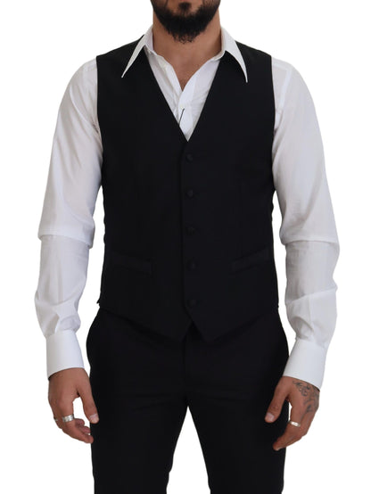 Dolce &amp; Gabbana - Robe gilet noire élégante à simple boutonnage