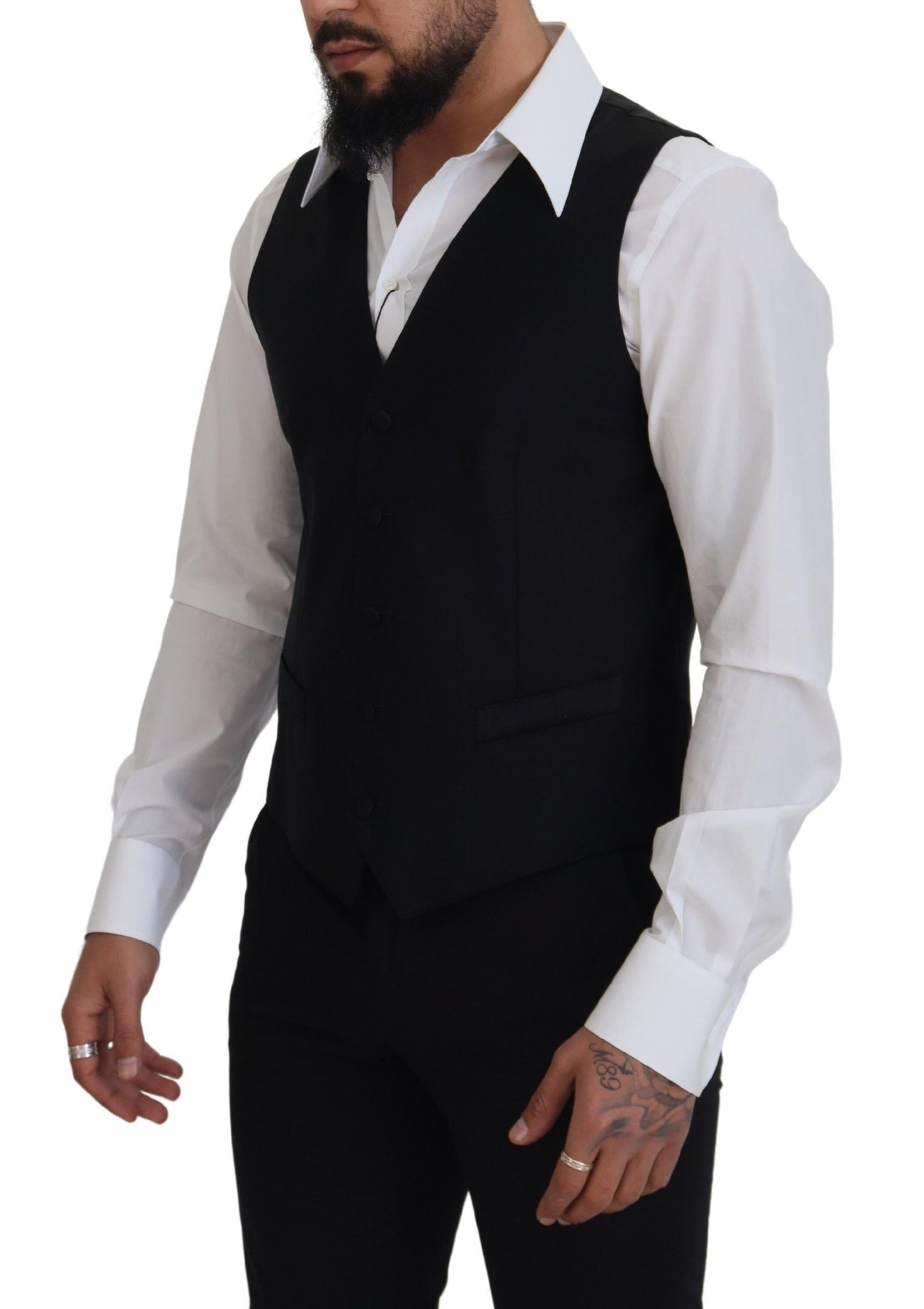 Dolce &amp; Gabbana - Robe gilet noire élégante à simple boutonnage