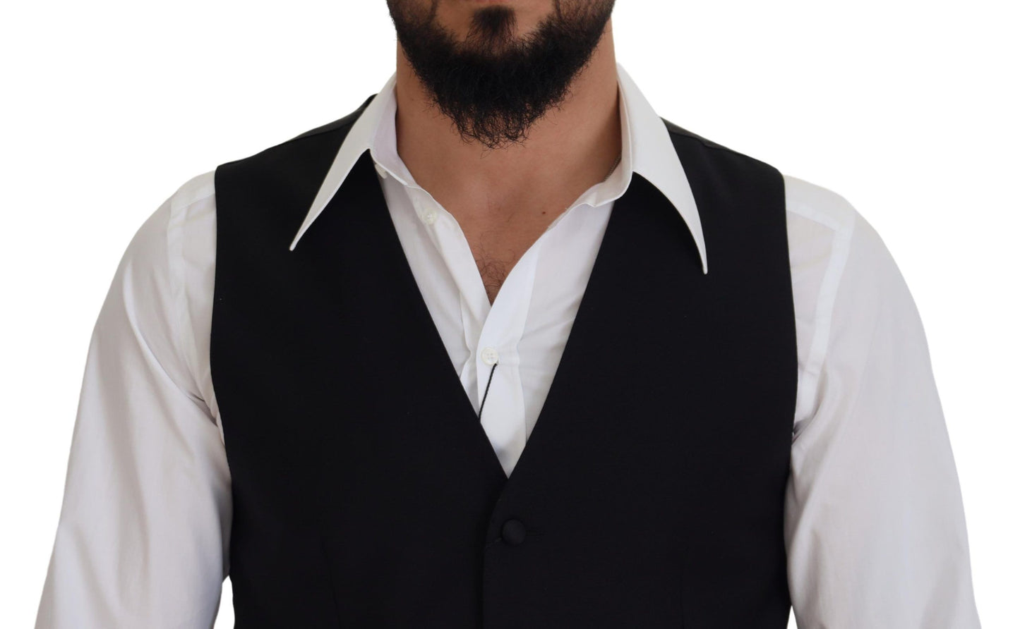 Dolce &amp; Gabbana - Robe gilet noire élégante à simple boutonnage