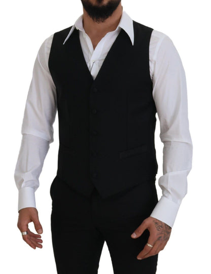 Dolce &amp; Gabbana - Robe gilet noire élégante à simple boutonnage