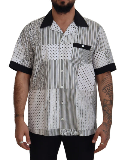 Dolce & Gabbana White Black Patterned Button Down Shirt by Dolce & Gabbana
