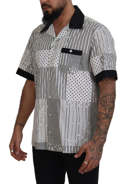 Dolce & Gabbana White Black Patterned Button Down Shirt by Dolce & Gabbana
