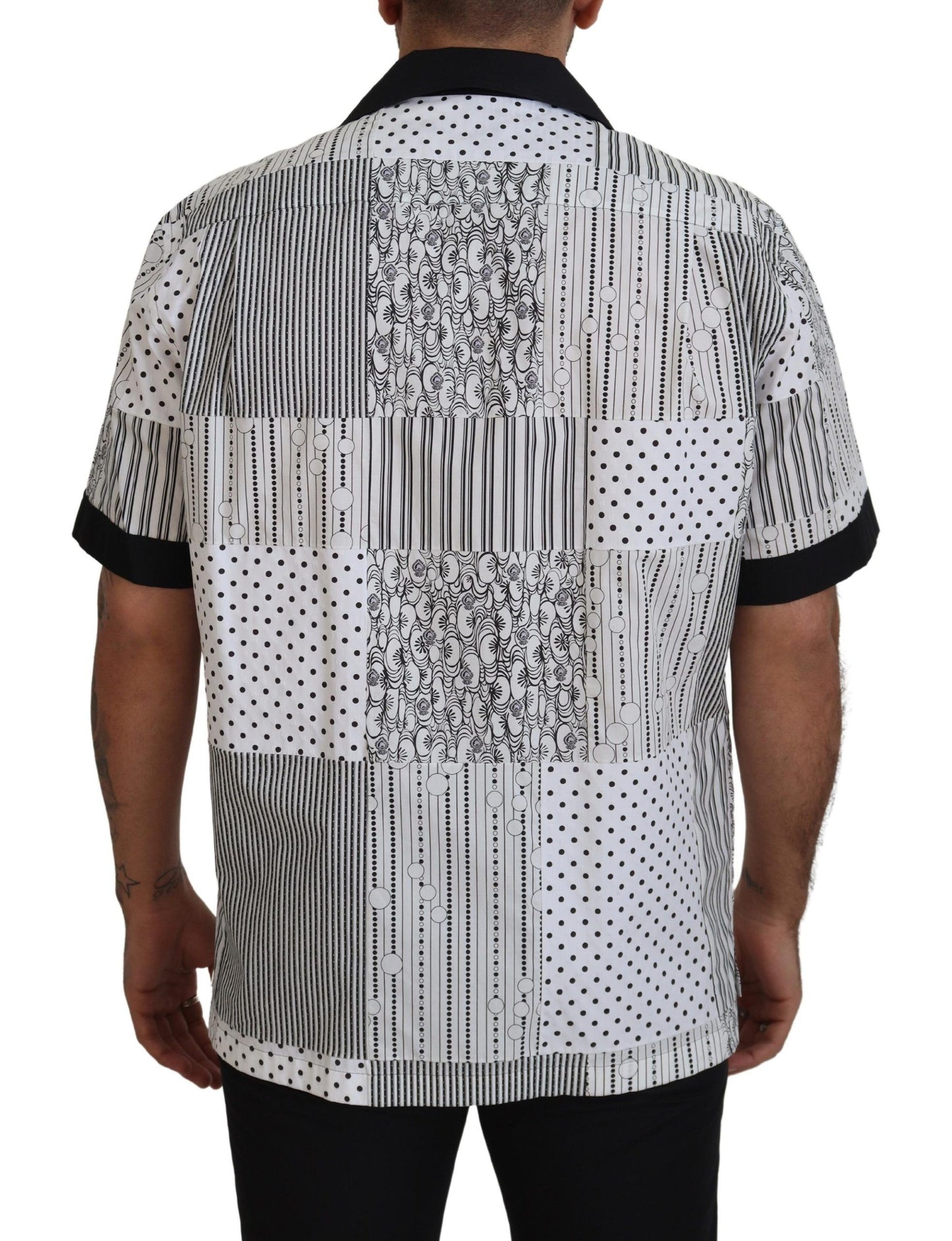 Dolce & Gabbana White Black Patterned Button Down Shirt by Dolce & Gabbana