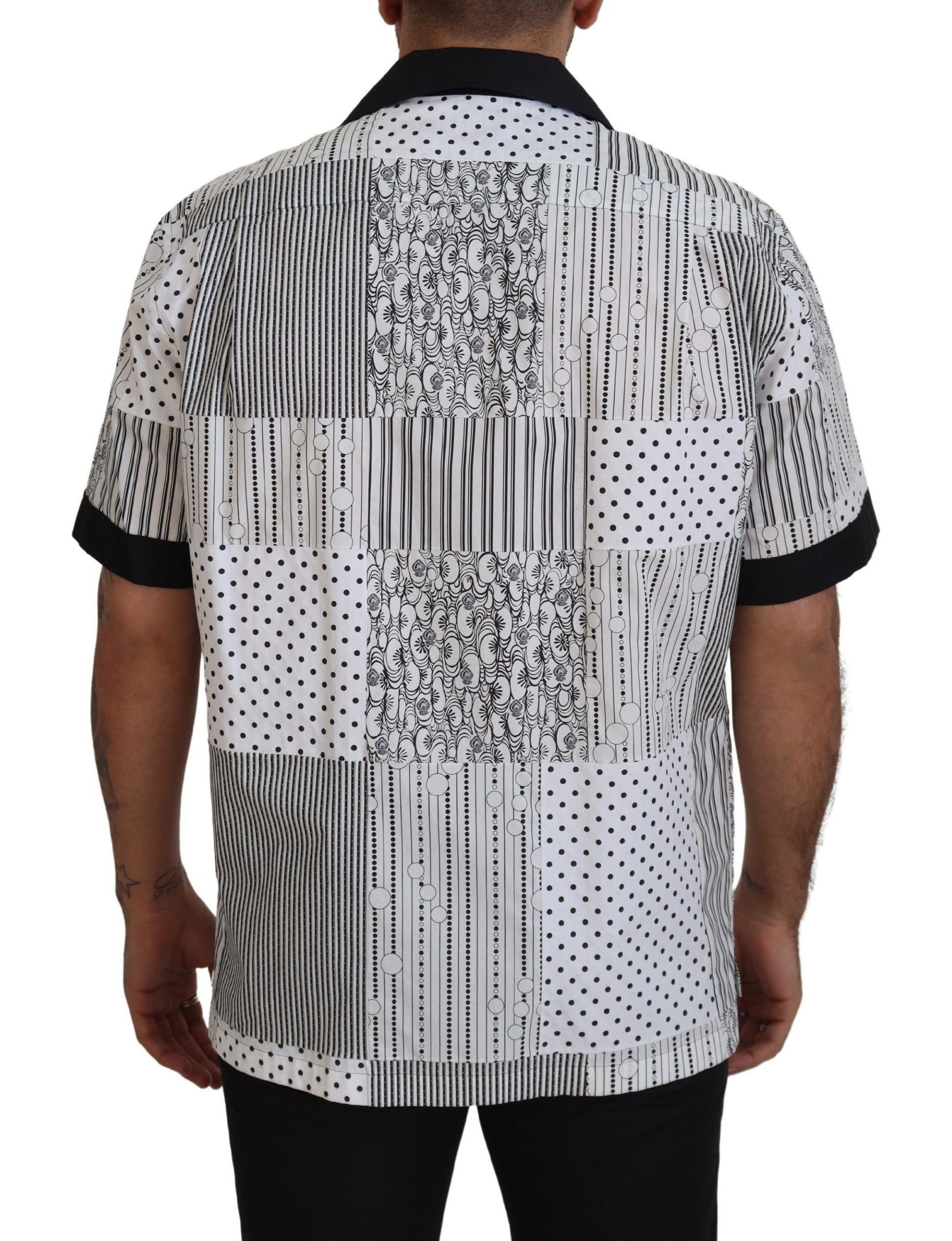Dolce & Gabbana White Black Patterned Button Down Shirt by Dolce & Gabbana