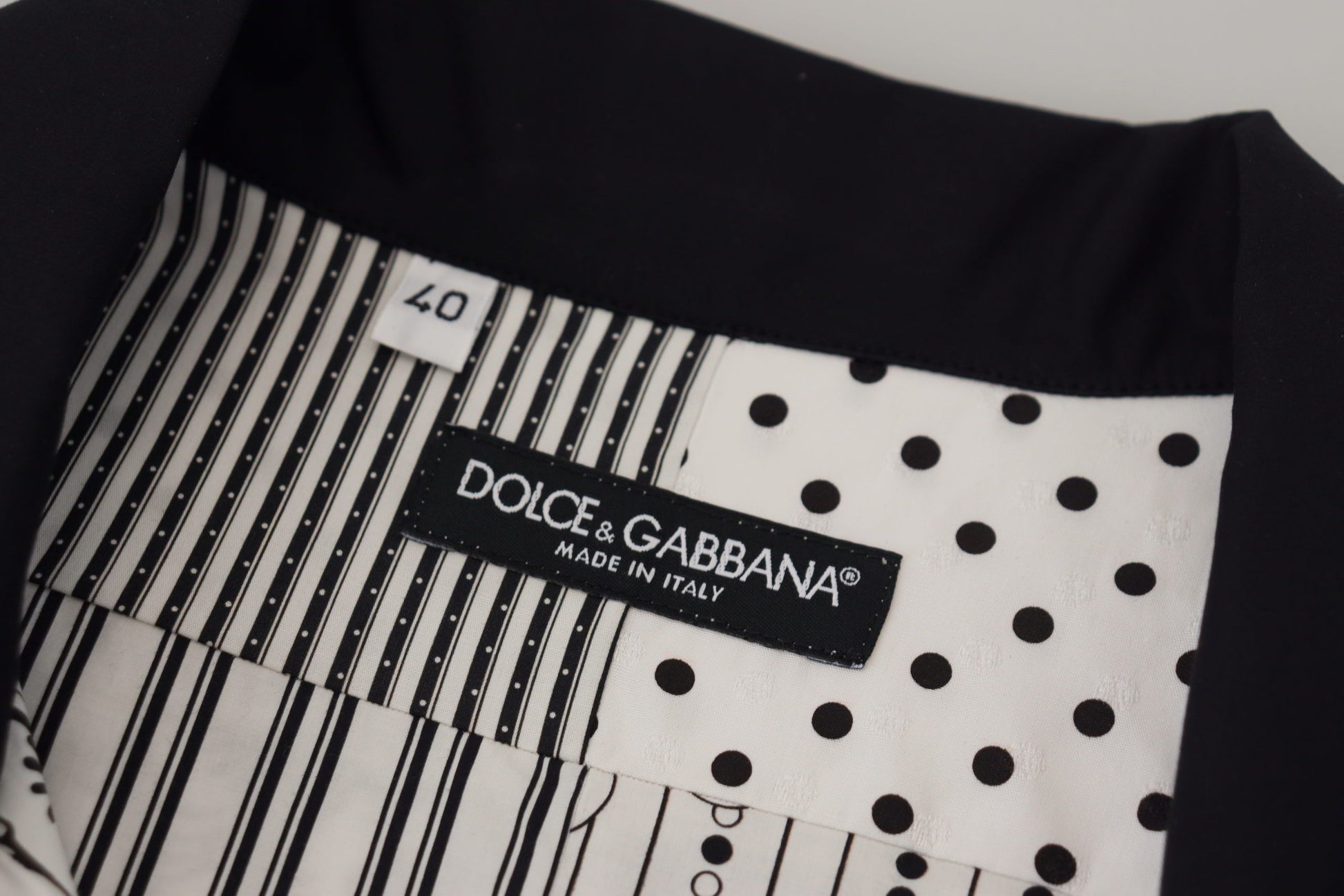 Dolce & Gabbana White Black Patterned Button Down Shirt by Dolce & Gabbana