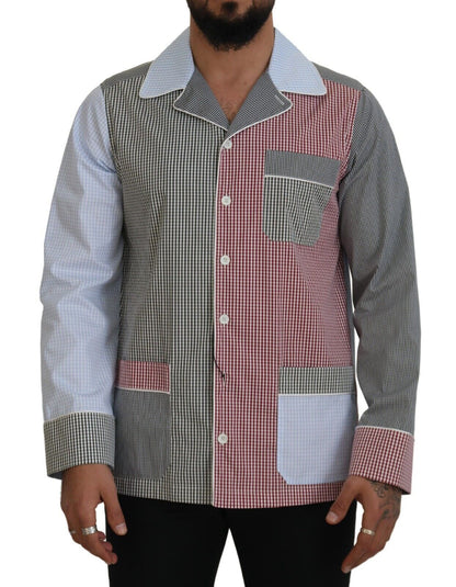 Dolce & Gabbana Multicolor Patchwork Cotton Long Sleeves Shirt by Dolce & Gabbana