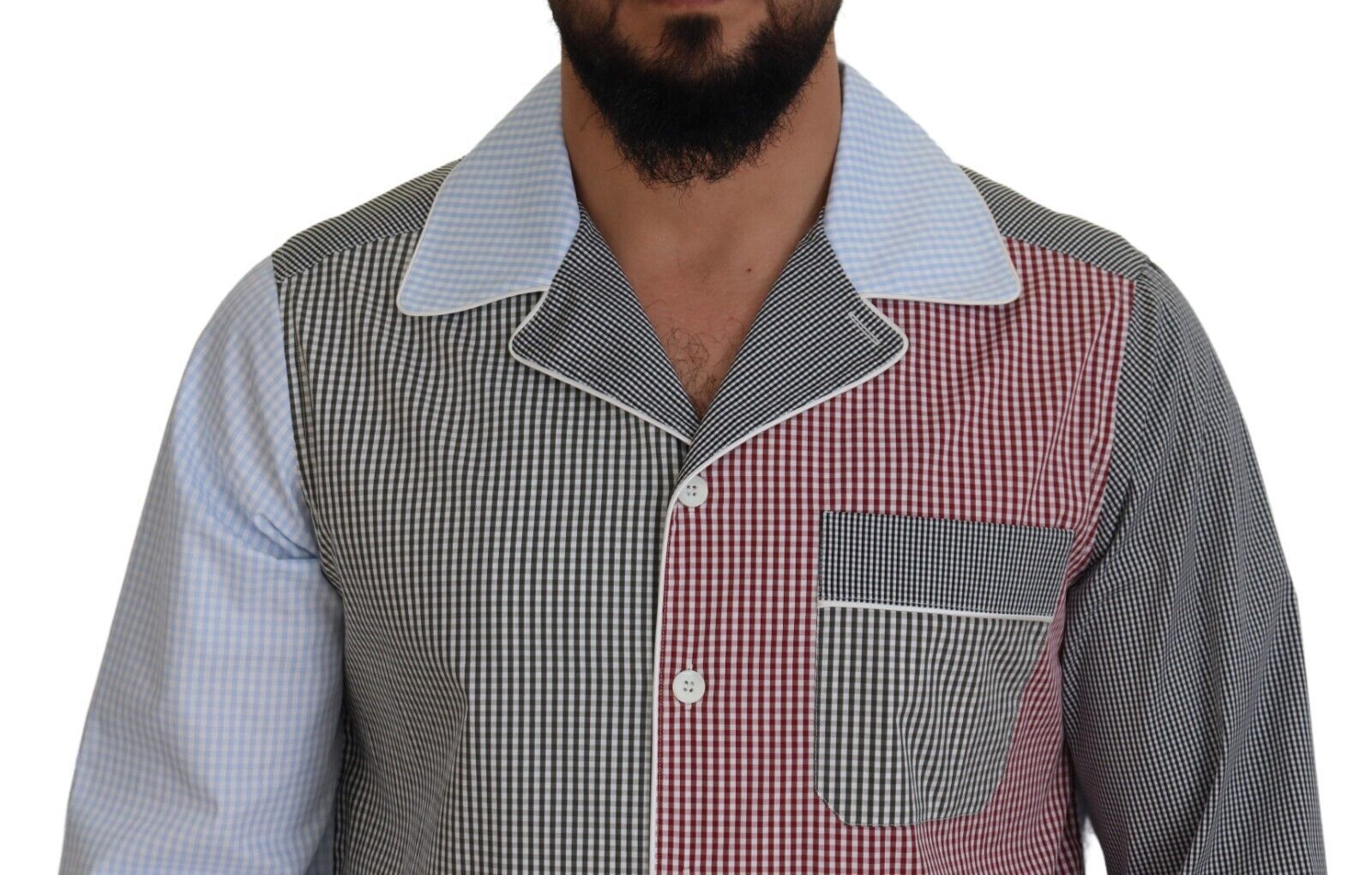 Dolce & Gabbana Multicolor Patchwork Cotton Long Sleeves Shirt by Dolce & Gabbana