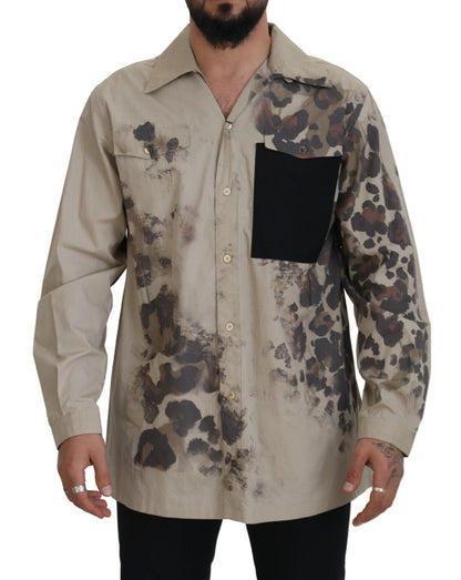 Dolce & Gabbana Beige Camouflage Cotton Long Sleeves Shirt by Dolce & Gabbana