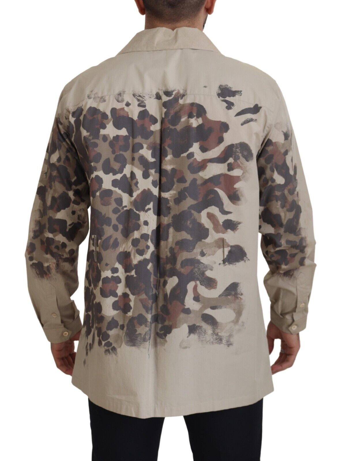 Dolce & Gabbana Beige Camouflage Cotton Long Sleeves Shirt by Dolce & Gabbana