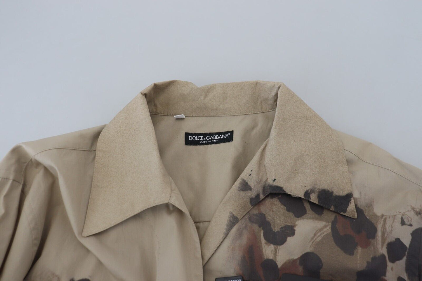 Dolce & Gabbana Beige Camouflage Cotton Long Sleeves Shirt by Dolce & Gabbana