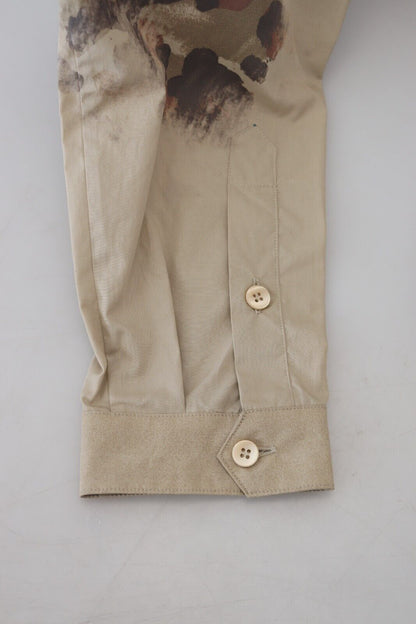 Dolce & Gabbana Beige Camouflage Cotton Long Sleeves Shirt by Dolce & Gabbana