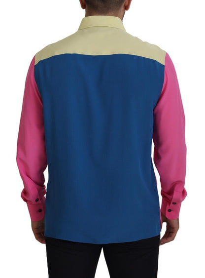 Dolce & Gabbana Multicolor Patchwork Silk Button Down Shirt by Dolce & Gabbana