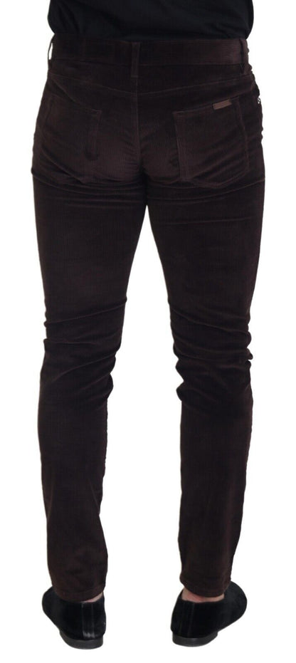 Pantalon élégant en soie mélangée marron Dolce &amp; Gabbana
