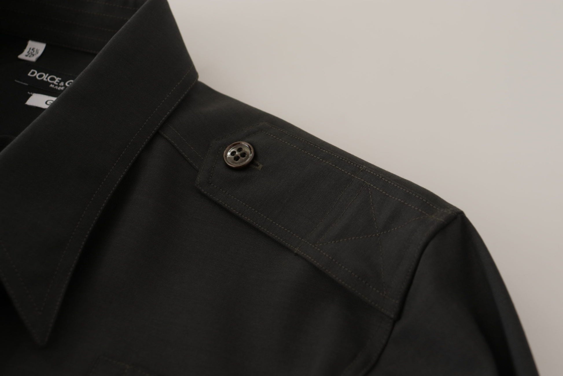 Dolce & Gabbana Dark Green Cotton Slim Fit Casual Men Shirt by Dolce & Gabbana