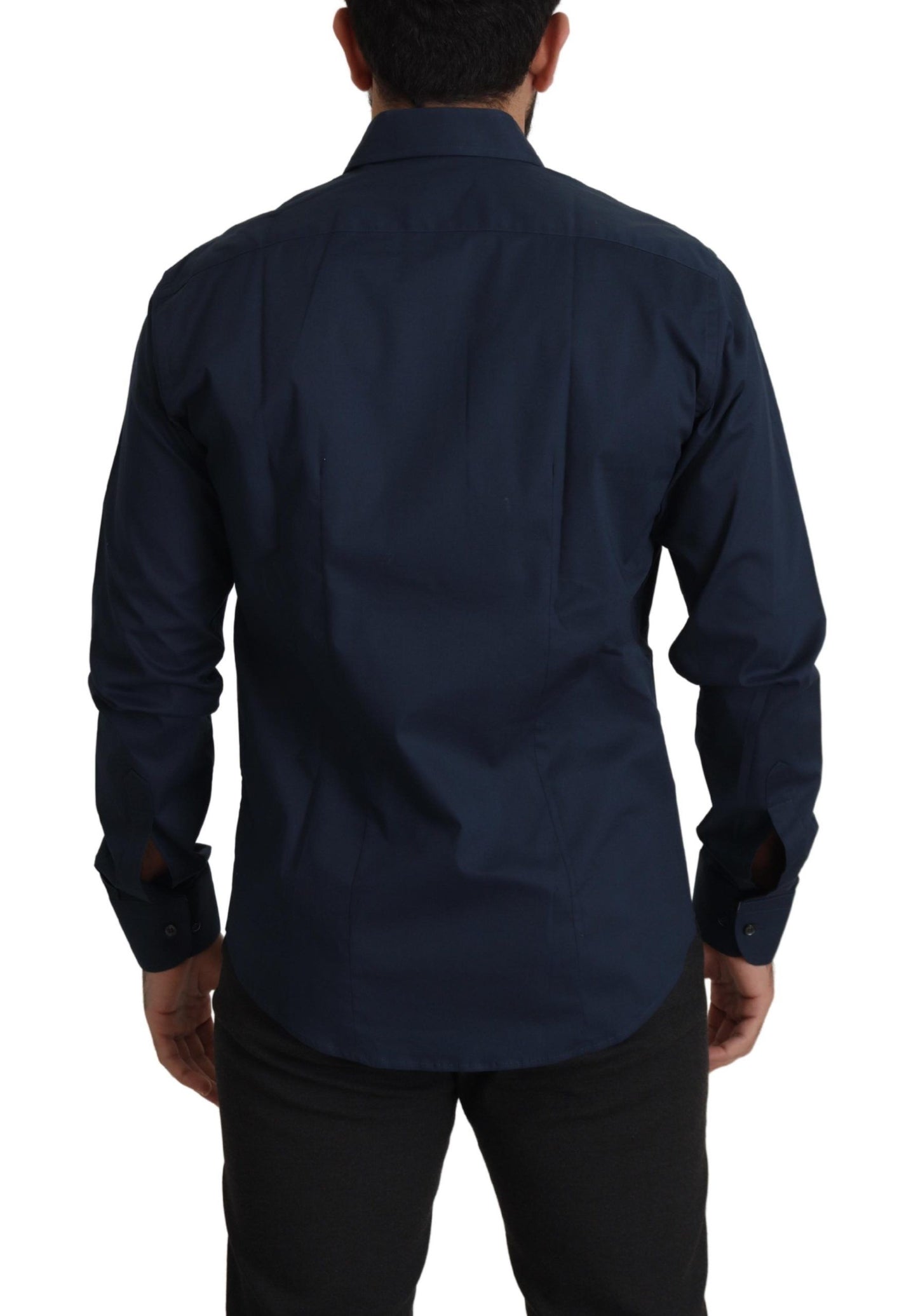 Roberto Cavalli Navy Blue Cotton Dress Formal Shirt by Roberto Cavalli