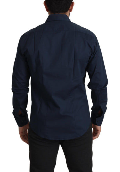 Roberto Cavalli Navy Blue Cotton Dress Formal Shirt by Roberto Cavalli