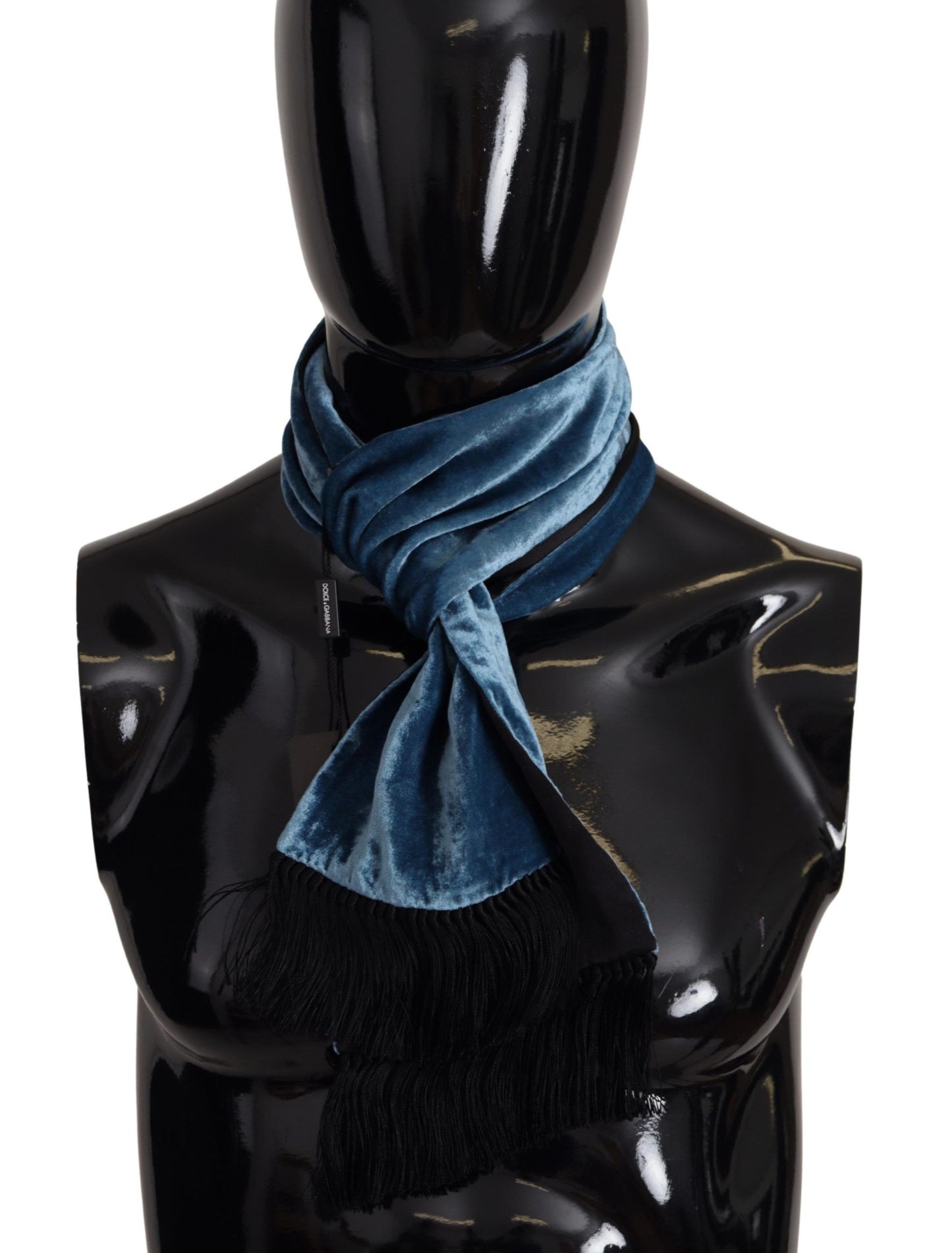 Dolce & Gabbana Blue Velvet Solid Neck Warmer Men's Shawl Scarf by Dolce & Gabbana