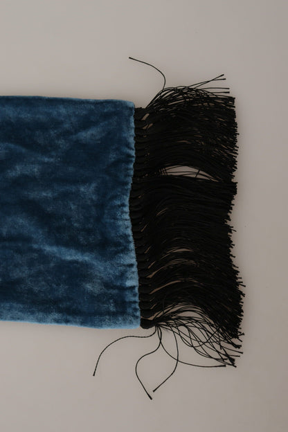 Dolce & Gabbana Blue Velvet Solid Neck Warmer Men's Shawl Scarf by Dolce & Gabbana