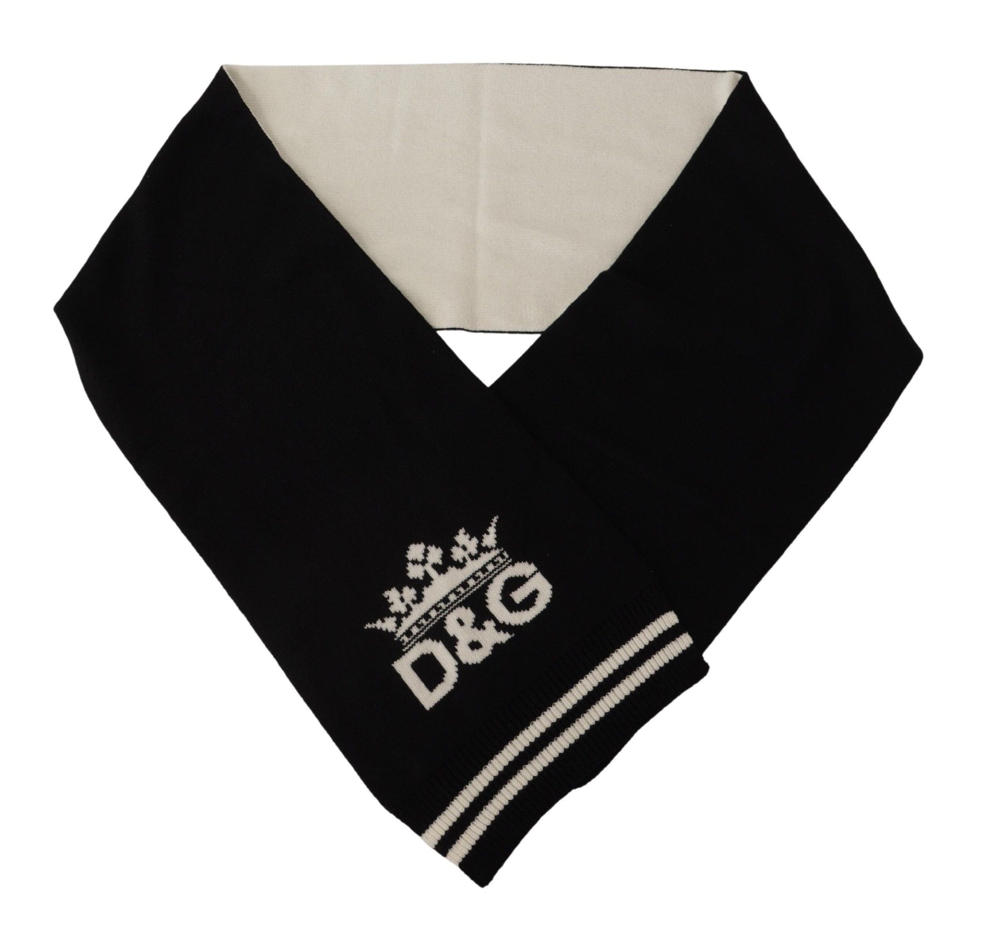 Dolce & Gabbana Black White Cotton DG Printed Cashmere Shawl Scarf by Dolce & Gabbana