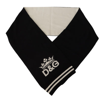 Dolce & Gabbana Black White Cotton DG Printed Cashmere Shawl Scarf by Dolce & Gabbana