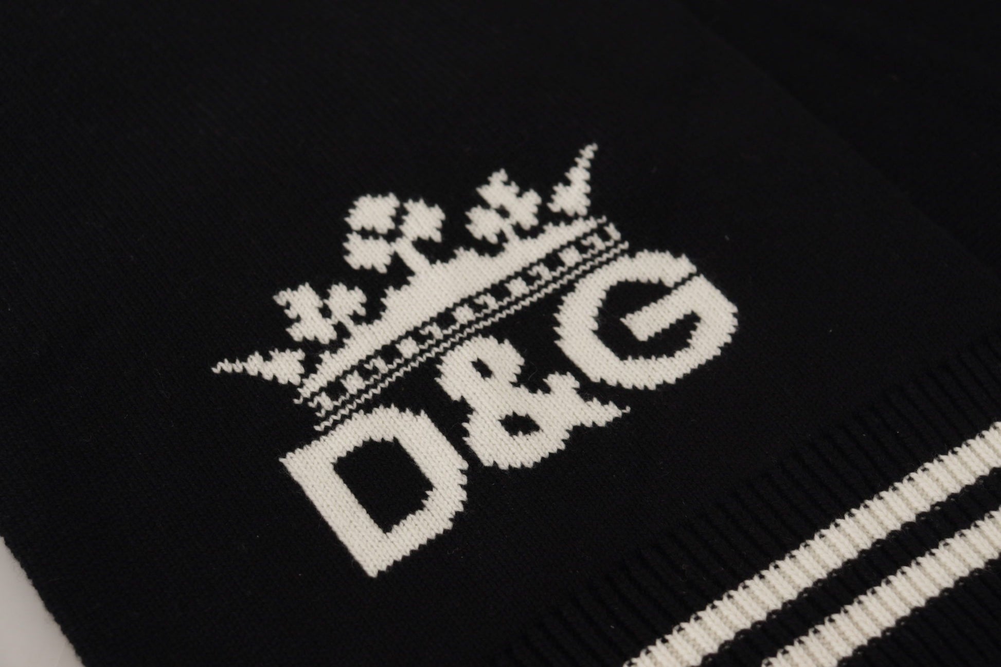Dolce & Gabbana Black White Cotton DG Printed Cashmere Shawl Scarf by Dolce & Gabbana