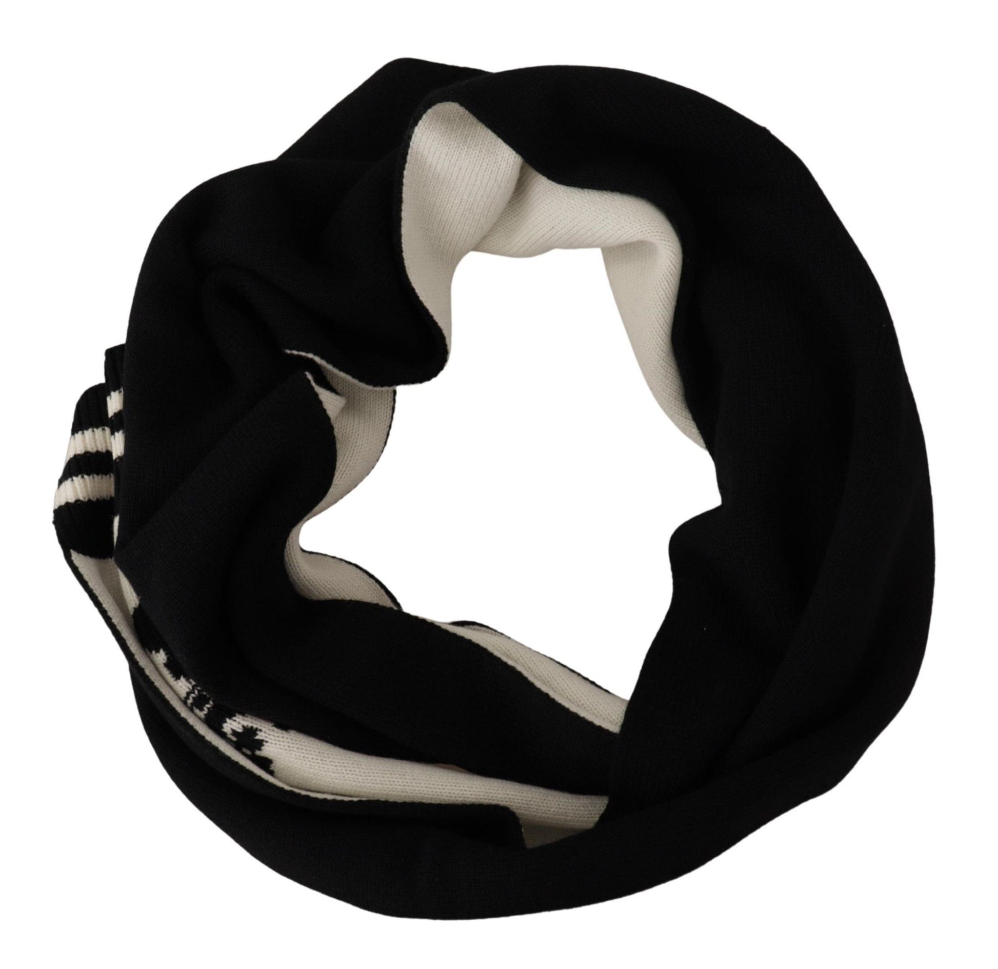 Dolce & Gabbana Black White Cotton DG Printed Cashmere Shawl Scarf by Dolce & Gabbana