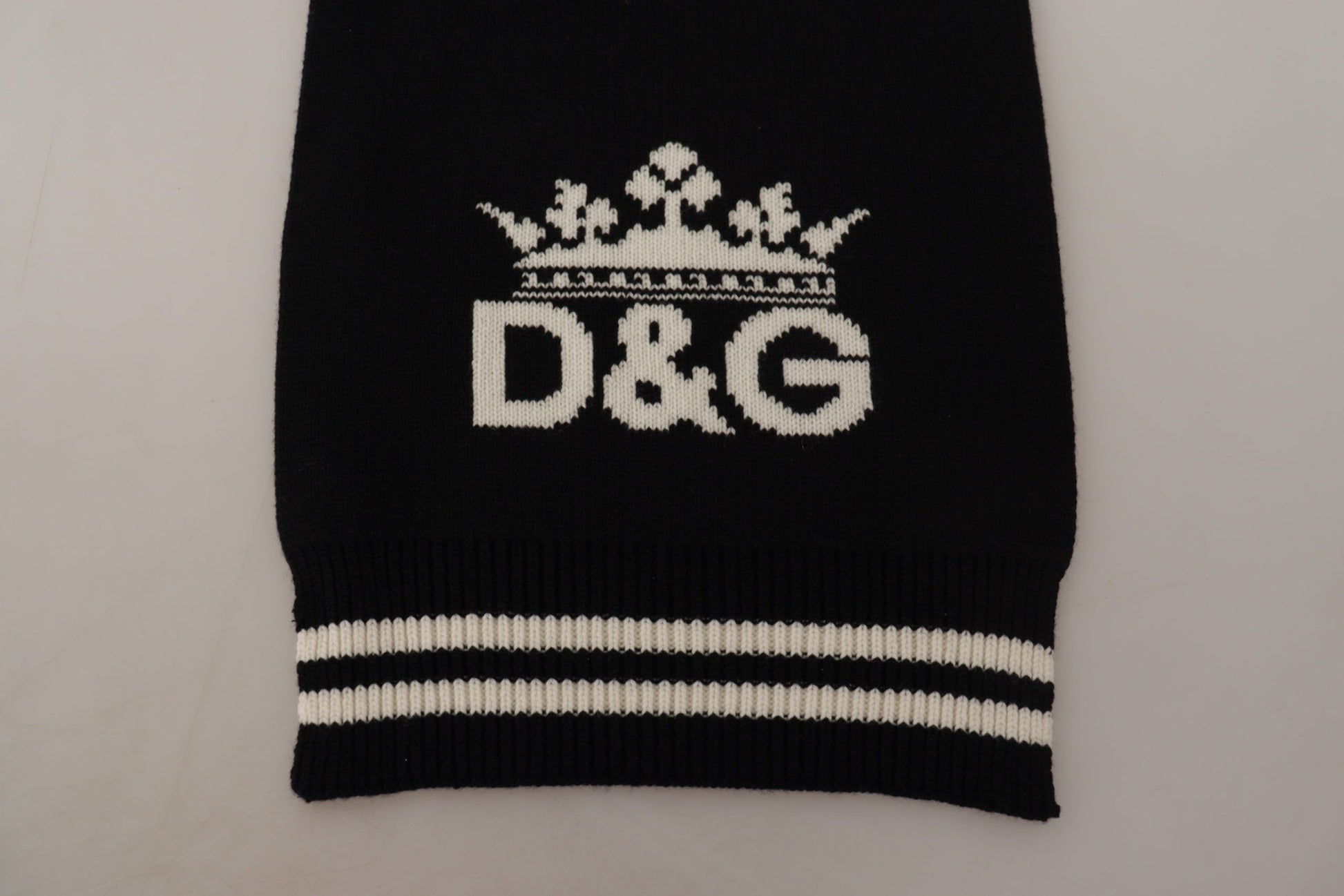 Dolce & Gabbana Black White Cotton DG Printed Cashmere Shawl Scarf by Dolce & Gabbana