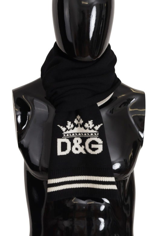 Dolce & Gabbana Black White Cotton DG Printed Cashmere Shawl Scarf by Dolce & Gabbana