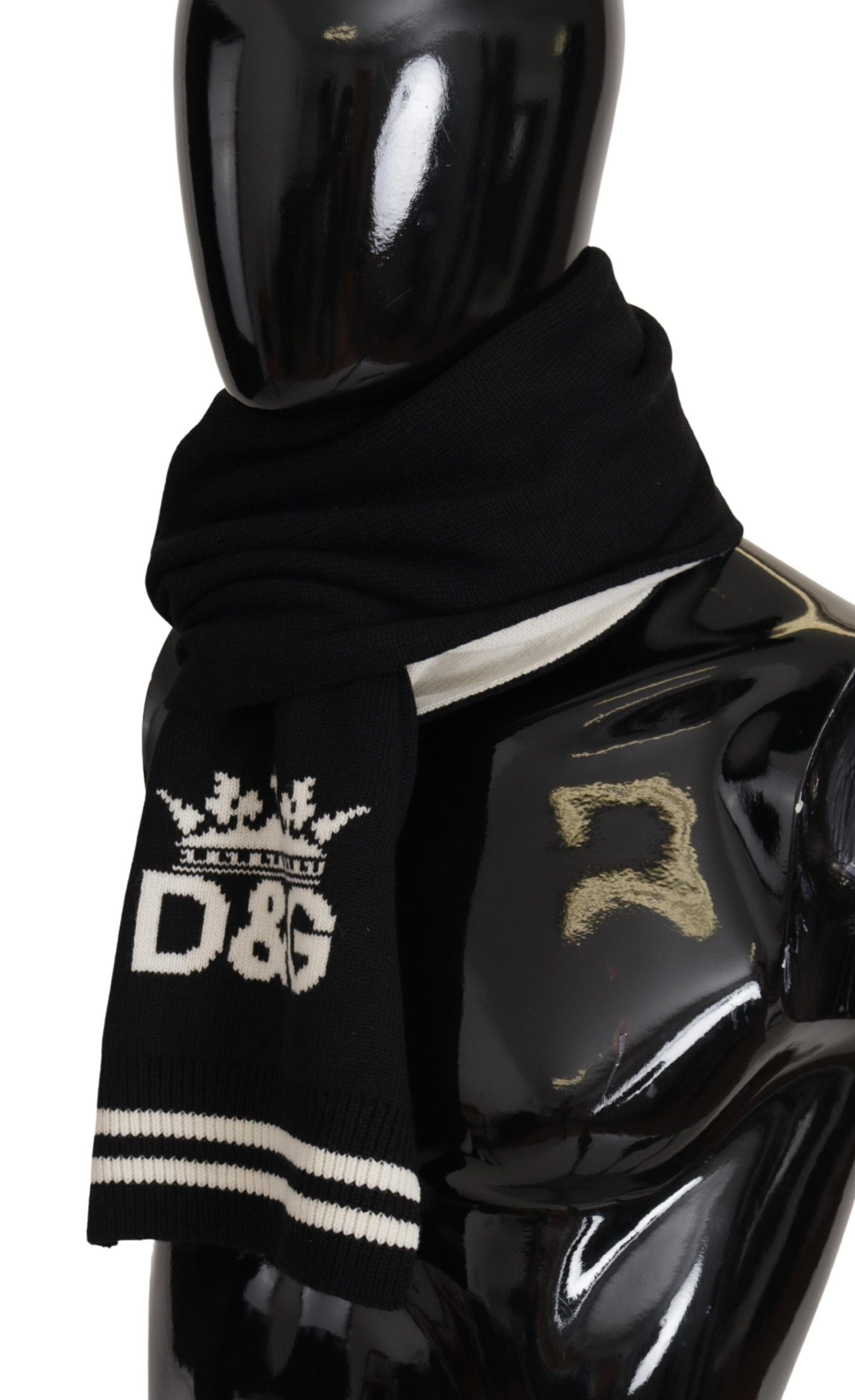 Dolce & Gabbana Black White Cotton DG Printed Cashmere Shawl Scarf by Dolce & Gabbana