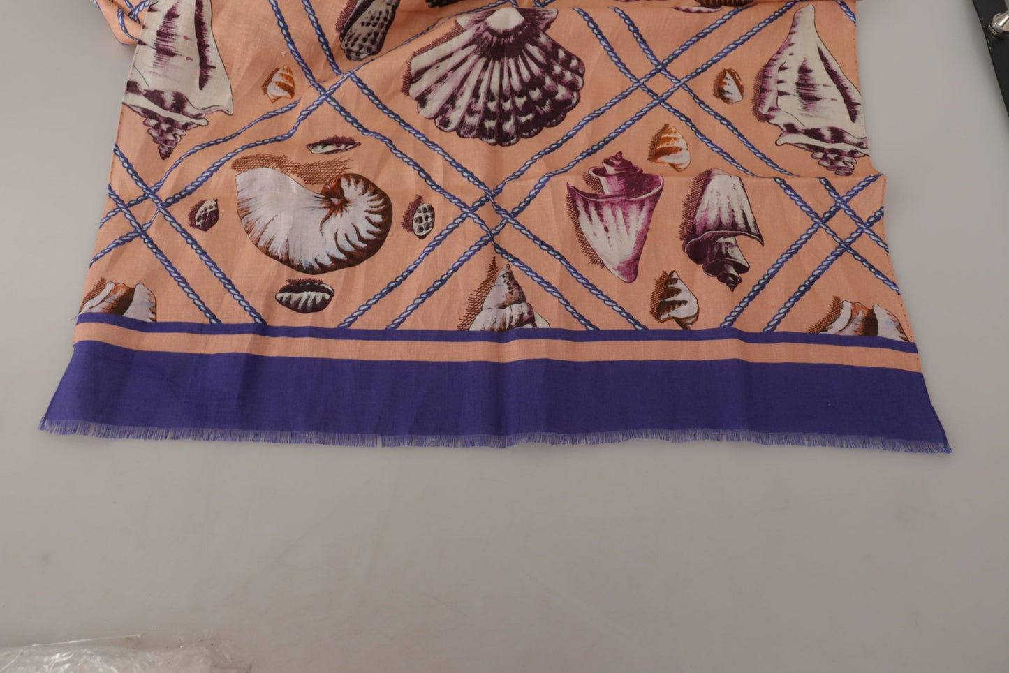 Dolce & Gabbana Blue Linen Seashell Pattern Mens Wrap Shawl Scarf by Dolce & Gabbana