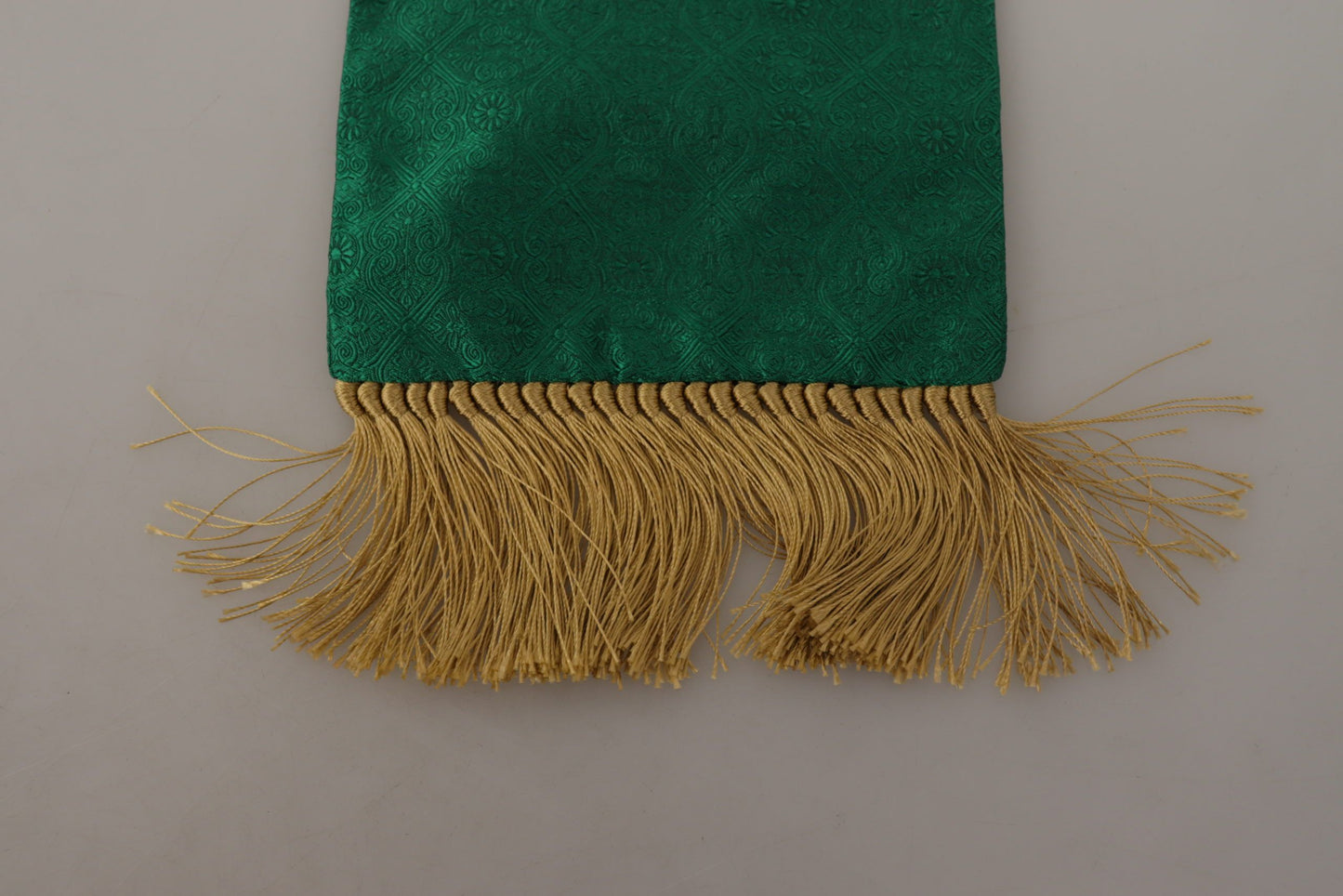 Dolce & Gabbana Green Crown Embroidered Shawl Fringe Blend Silk by Dolce & Gabbana