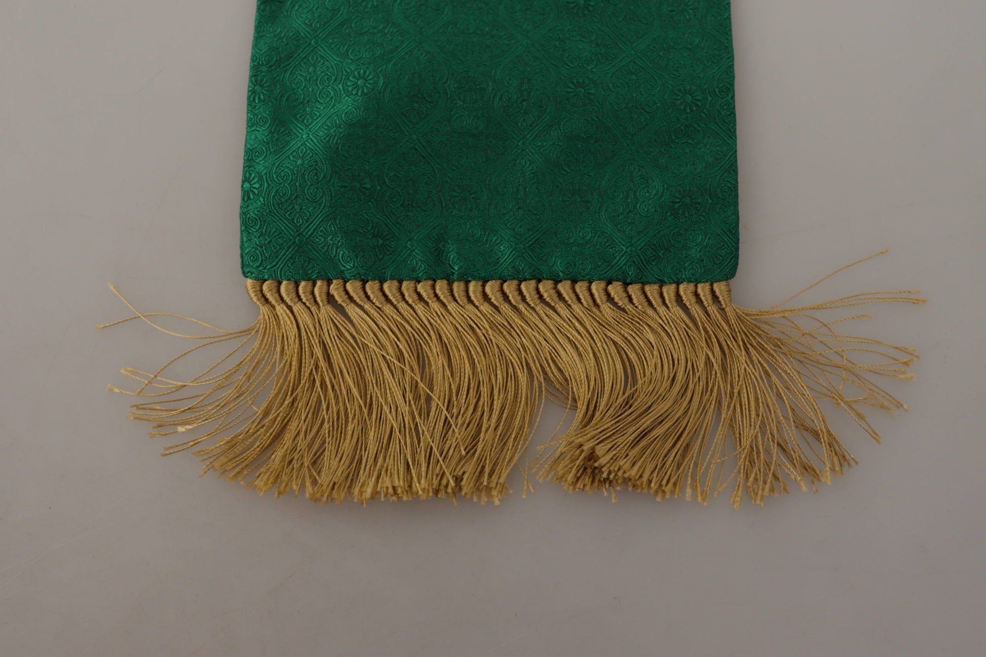 Dolce & Gabbana Green Crown Embroidered Shawl Fringe Blend Silk by Dolce & Gabbana
