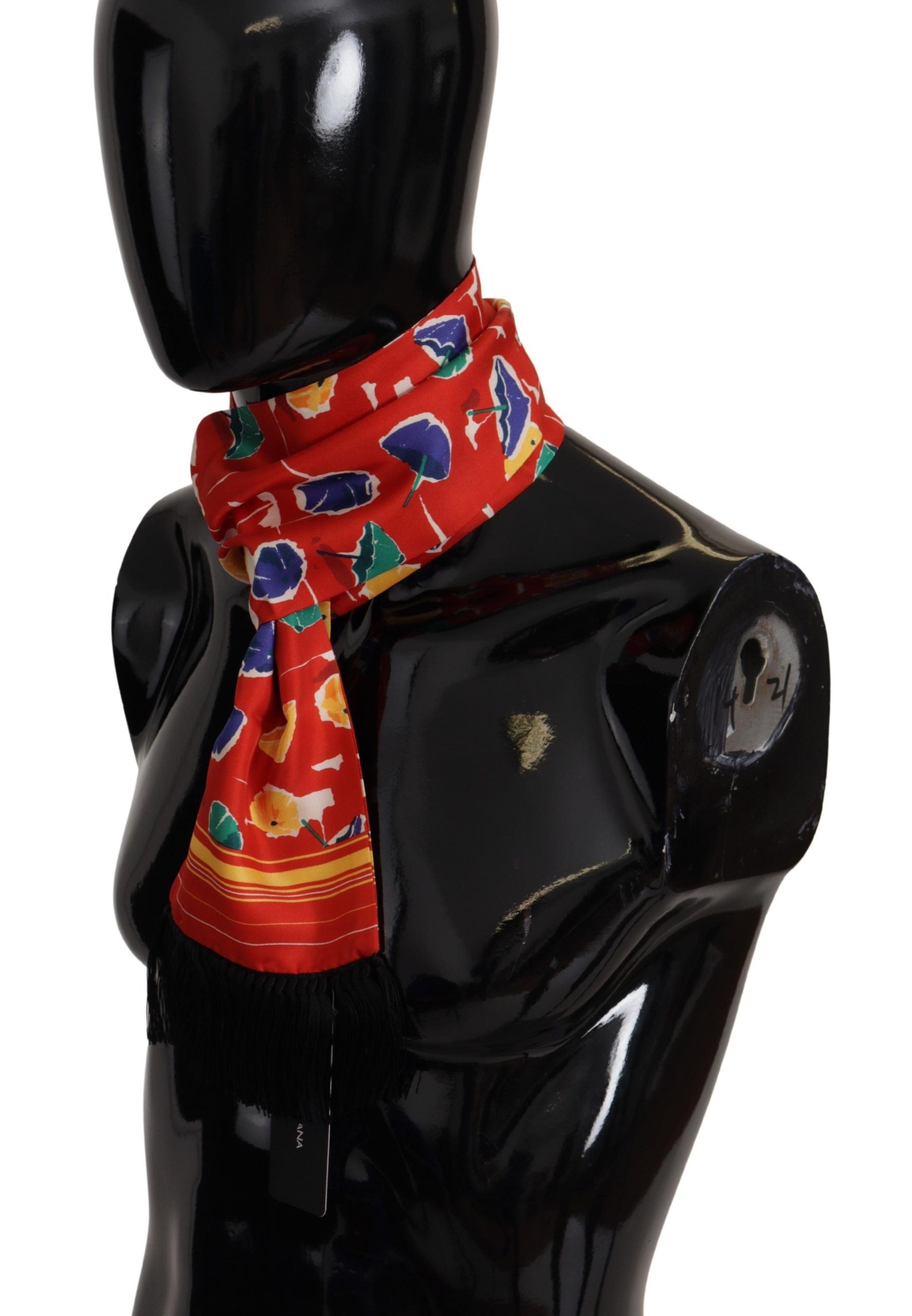 Dolce & Gabbana Multicolor DG Umbrellas Print Shawl Fringe Scarf by Dolce & Gabbana