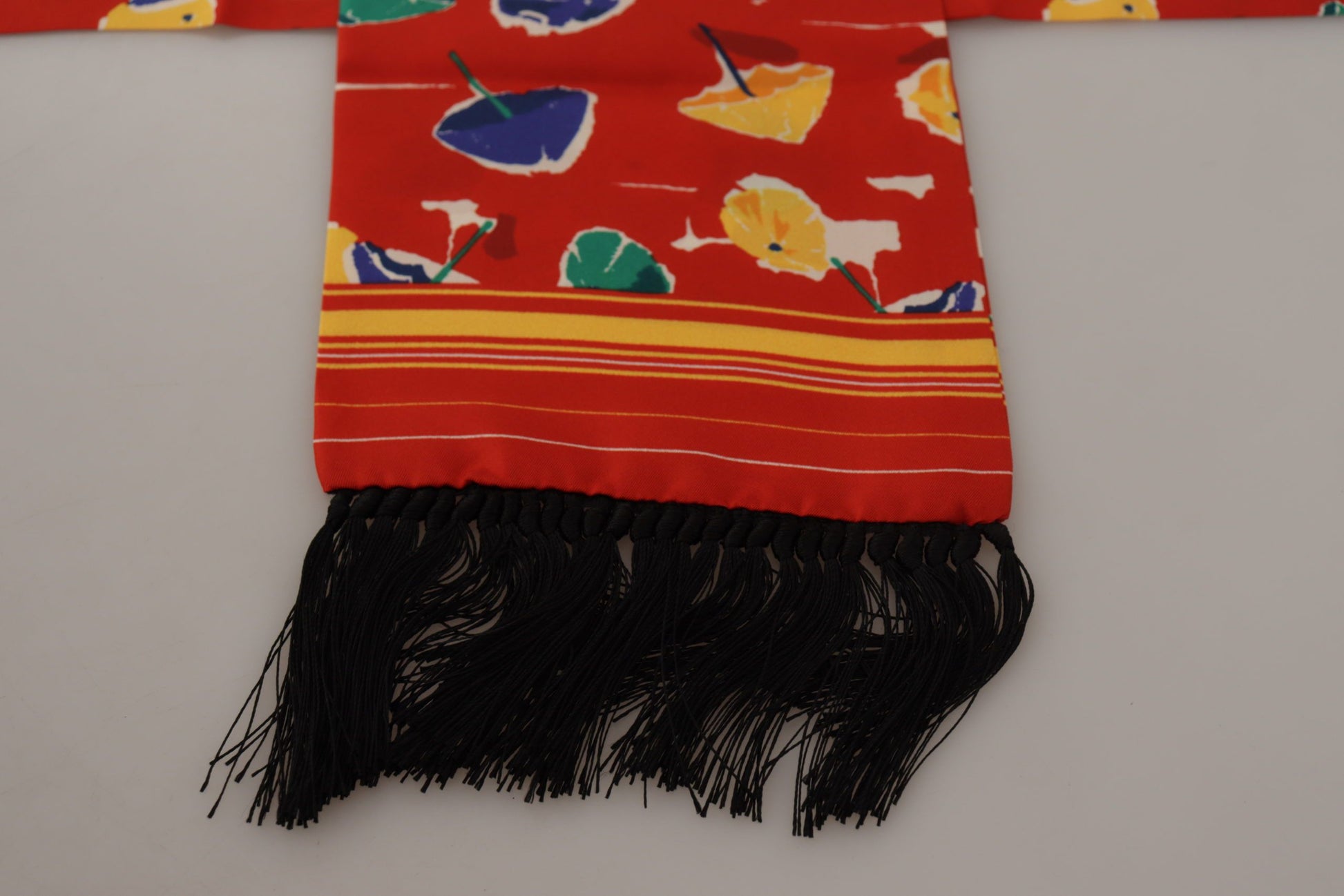 Dolce & Gabbana Multicolor DG Umbrellas Print Shawl Fringe Scarf by Dolce & Gabbana
